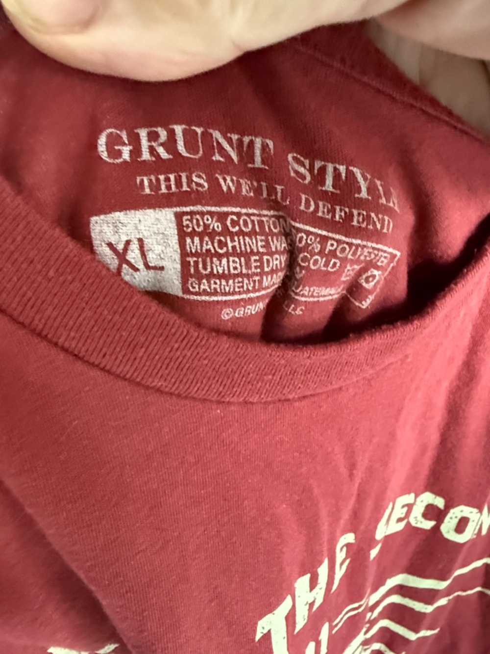 Grunt Style Maroon Graphic DEFEND THE SECOND Tee with Cream Print - Picture 2 of 5